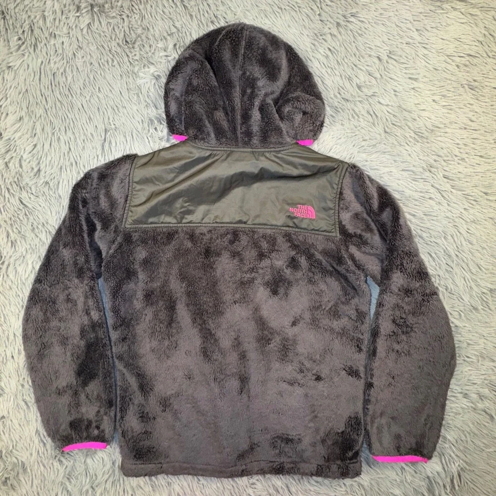 The North Face Girls XL 18 Suave Oso Full-Zip Hooded‎ Jacket Gray Pink Fleece
